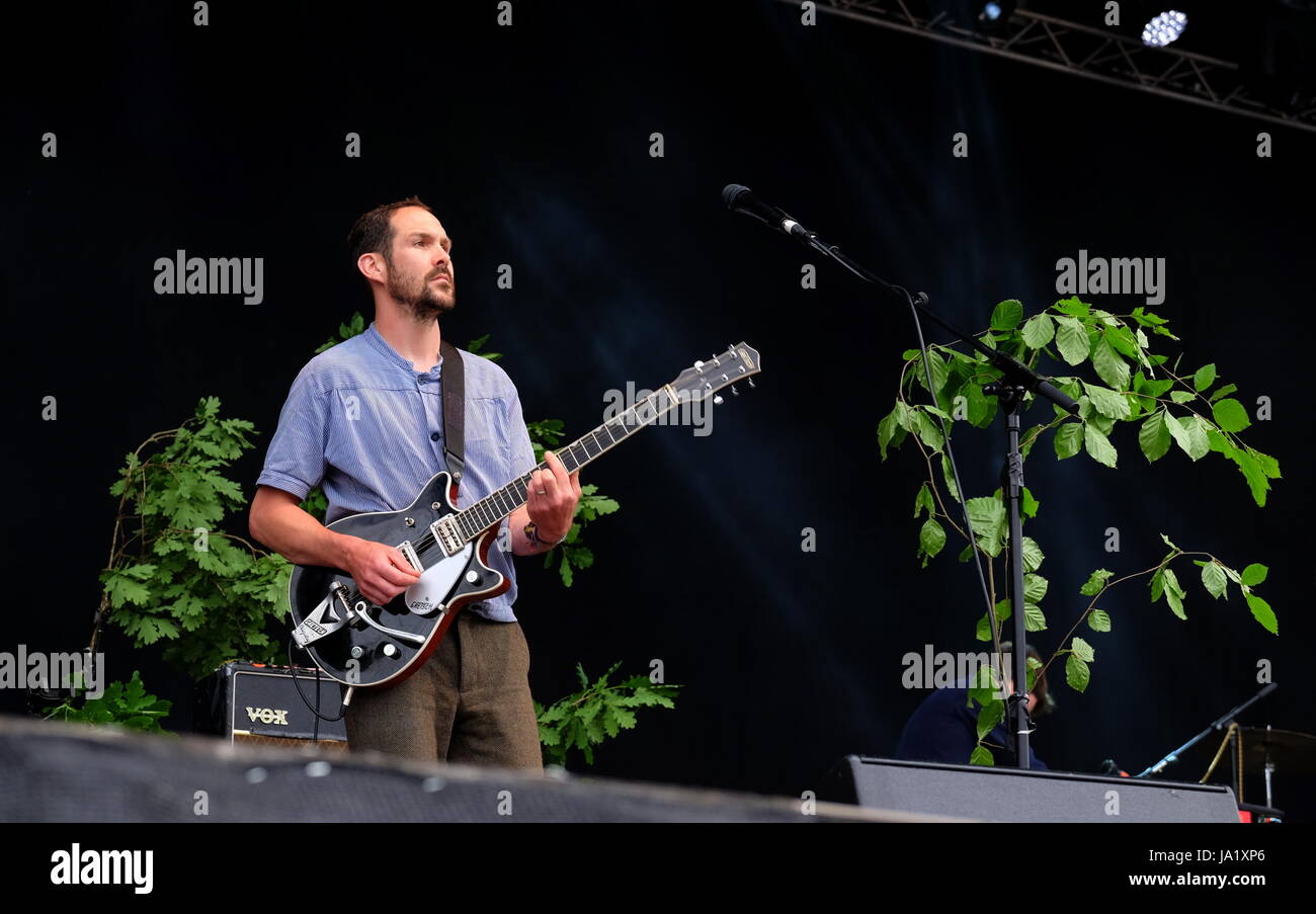 Martin Noble Gitarrist mit British Sea Power aka BSP auf Southampton gemeine Volk Festival kann 28. 2017 Stockfoto