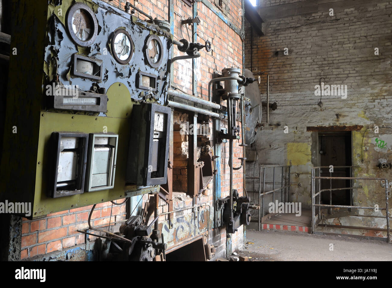 Industrie, Ablauf, Ruine, Werk, Fabrik, Wärme, Detail, historische, Industrie, Stockfoto