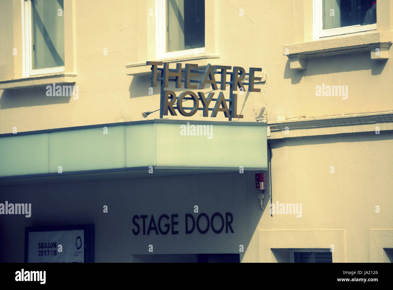 Theatre Royal Bühneneingang Glasgow Zeichen Stockfoto