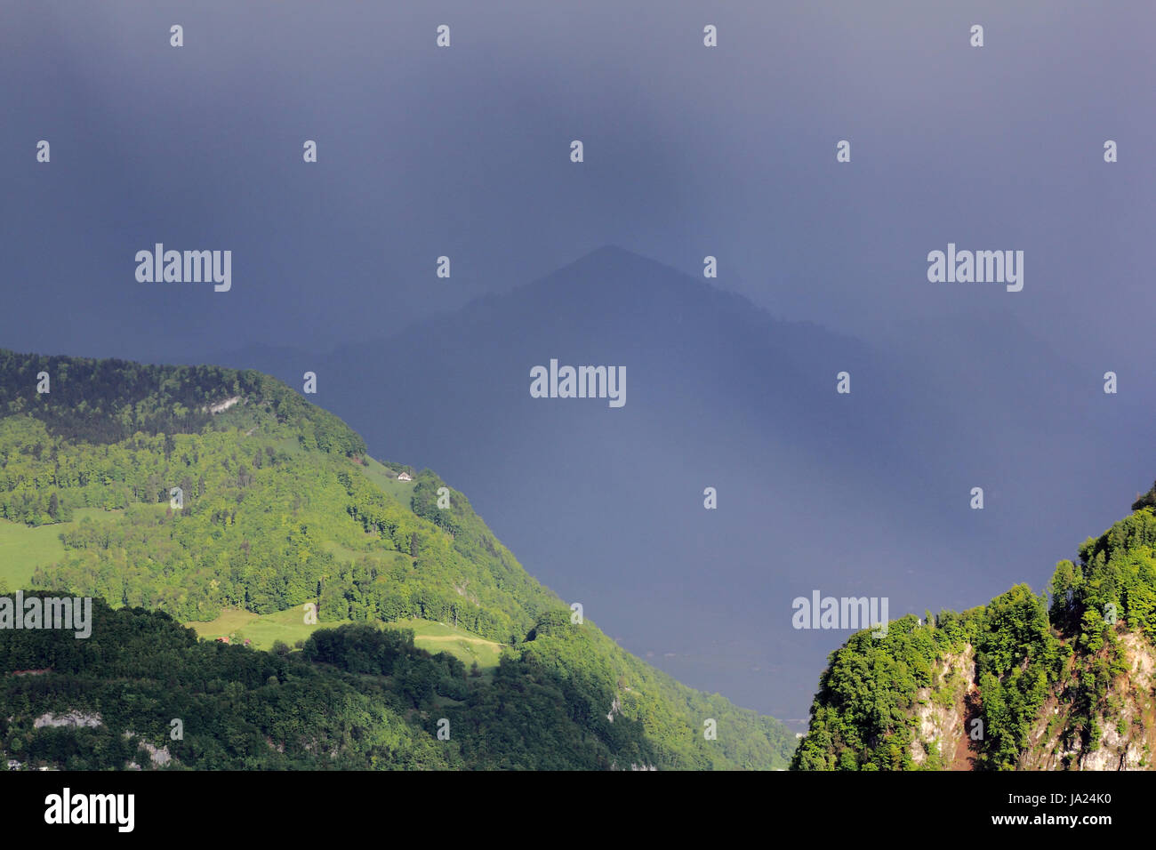 Alpen, Schweiz, Gewitter, Sonnenflecken, Berg, Glanz, scheint, hell, Stockfoto