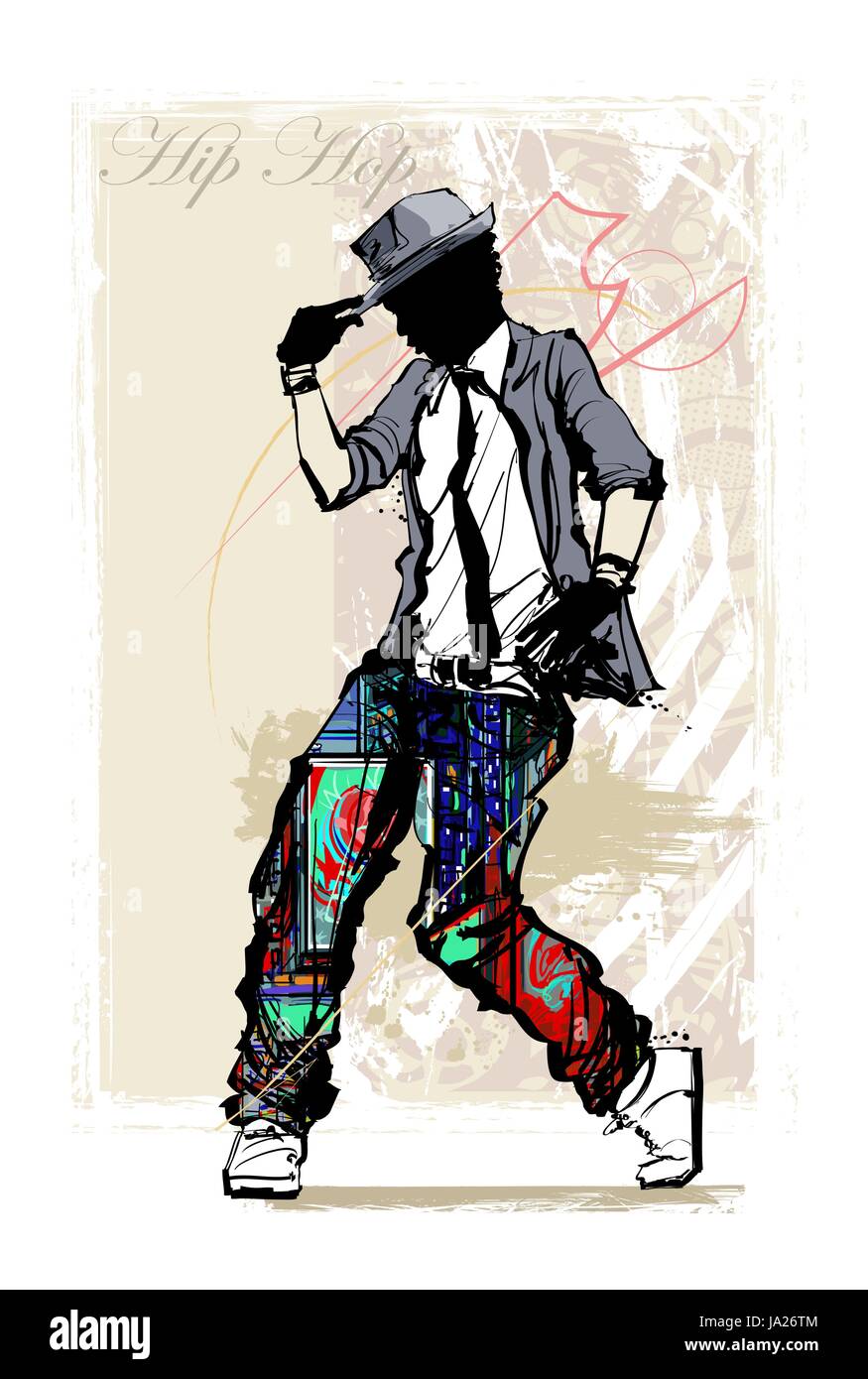 Hip Hop Tänzer auf Grunge Hintergrund - Vektor-illustration Stock Vektor