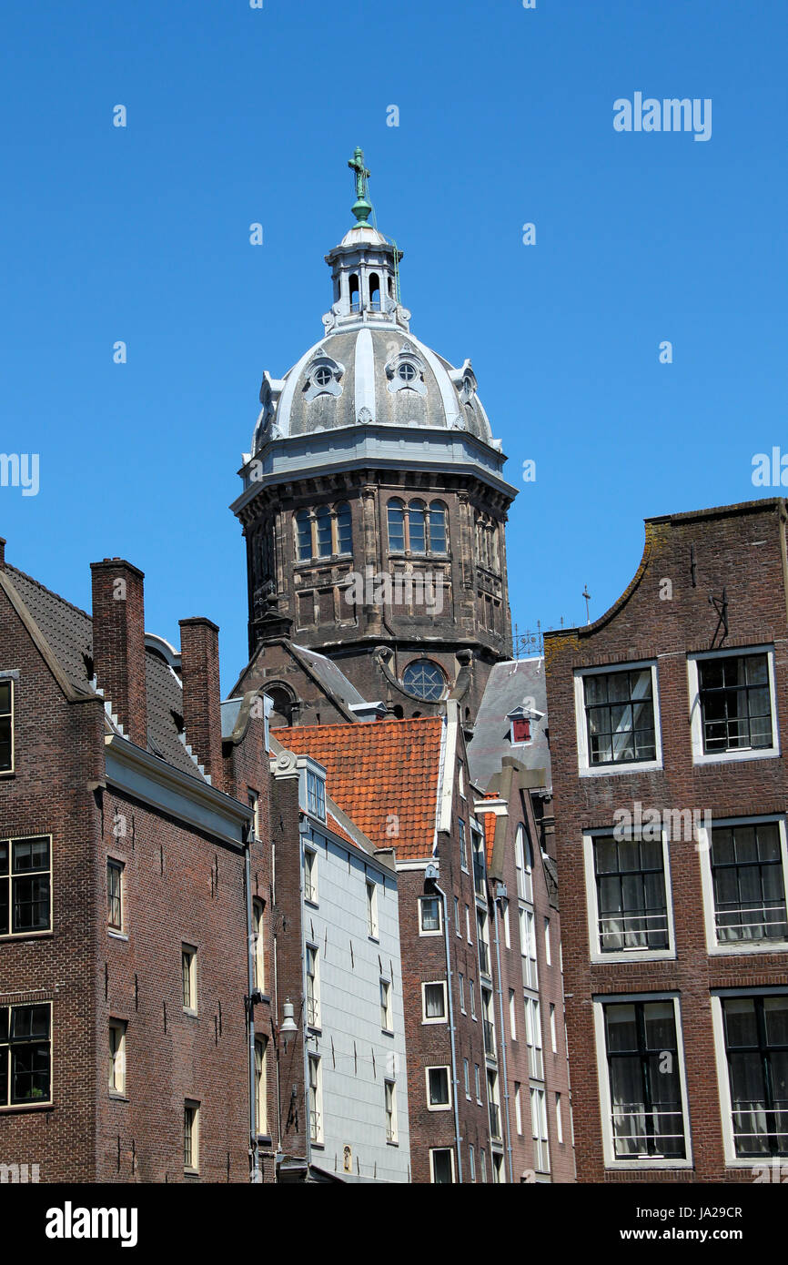Amsterdam, Haus, Gebäude, historisches, Kirche, Haus, Wohnhaus, Stockfoto