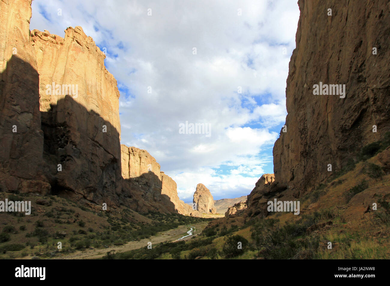 Buitrera Canyon, ein Kletterparadies in Chubut-Tal, Patagonien, Argentinien Stockfoto