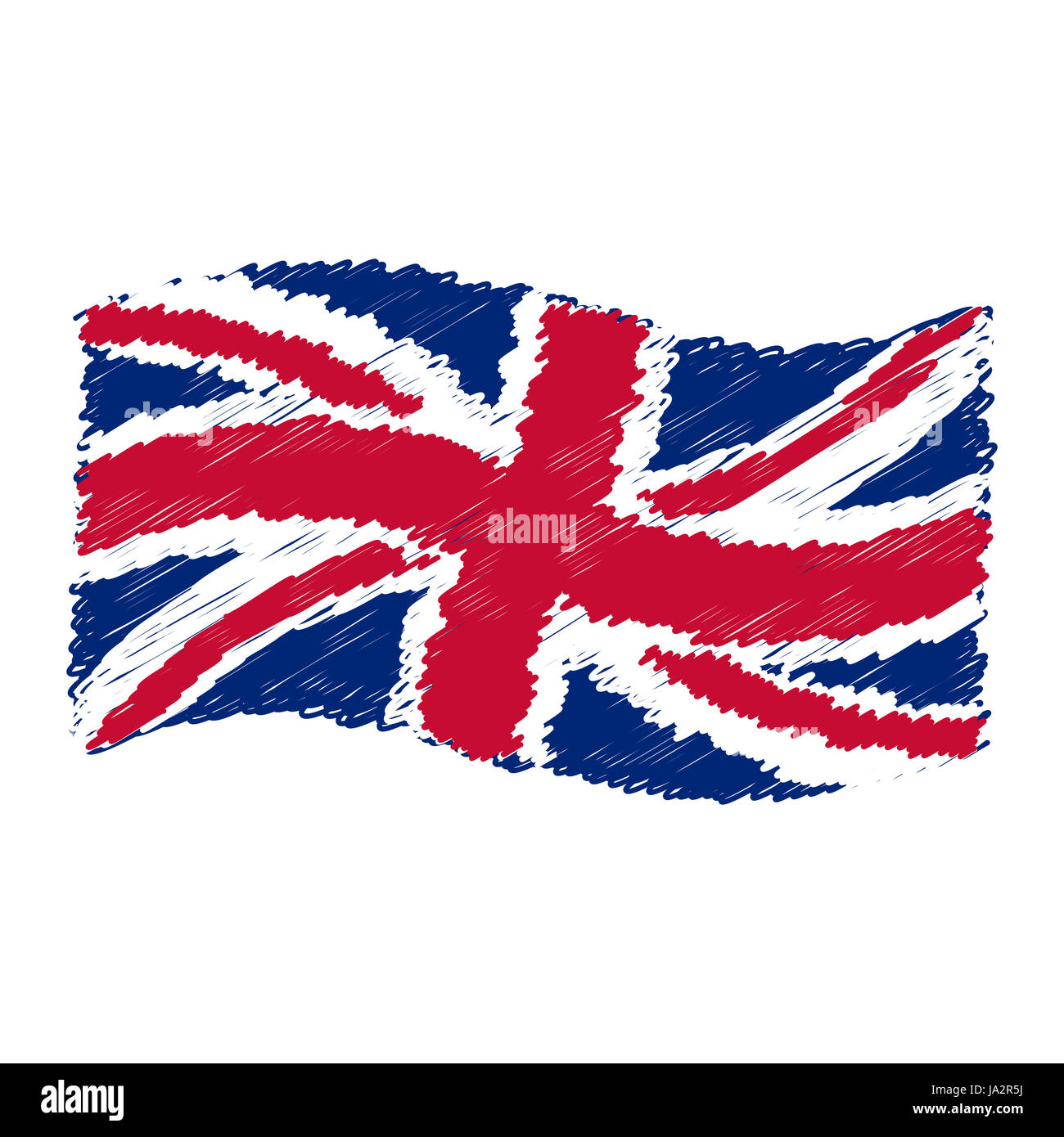 UK - Union Jack - Flagge Grunge Bleistift Zeichnung skizzieren isoliert Vektor-illustration Stockfoto