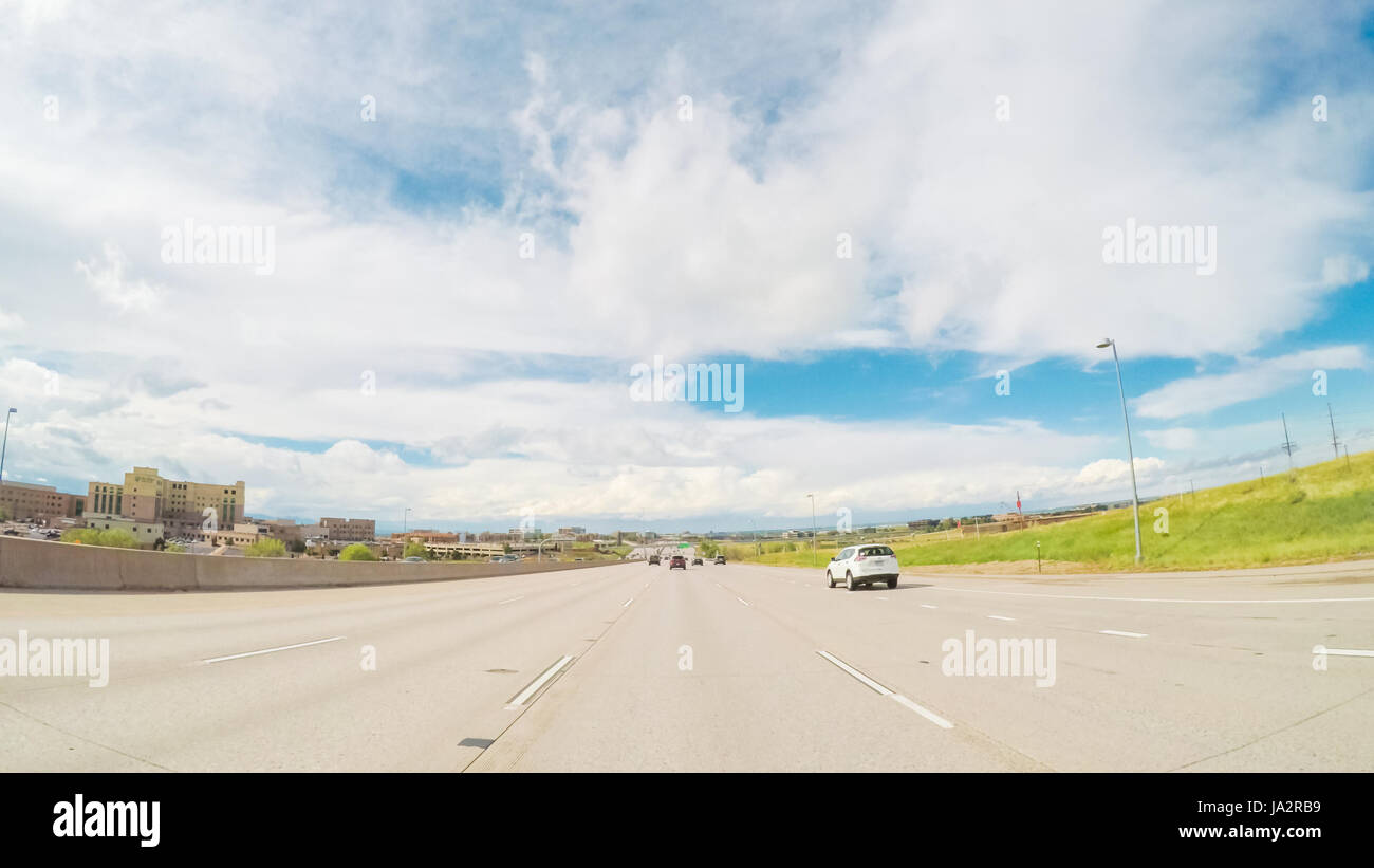 POV Sicht - fahren die Nord Autobahn I25. Stockfoto