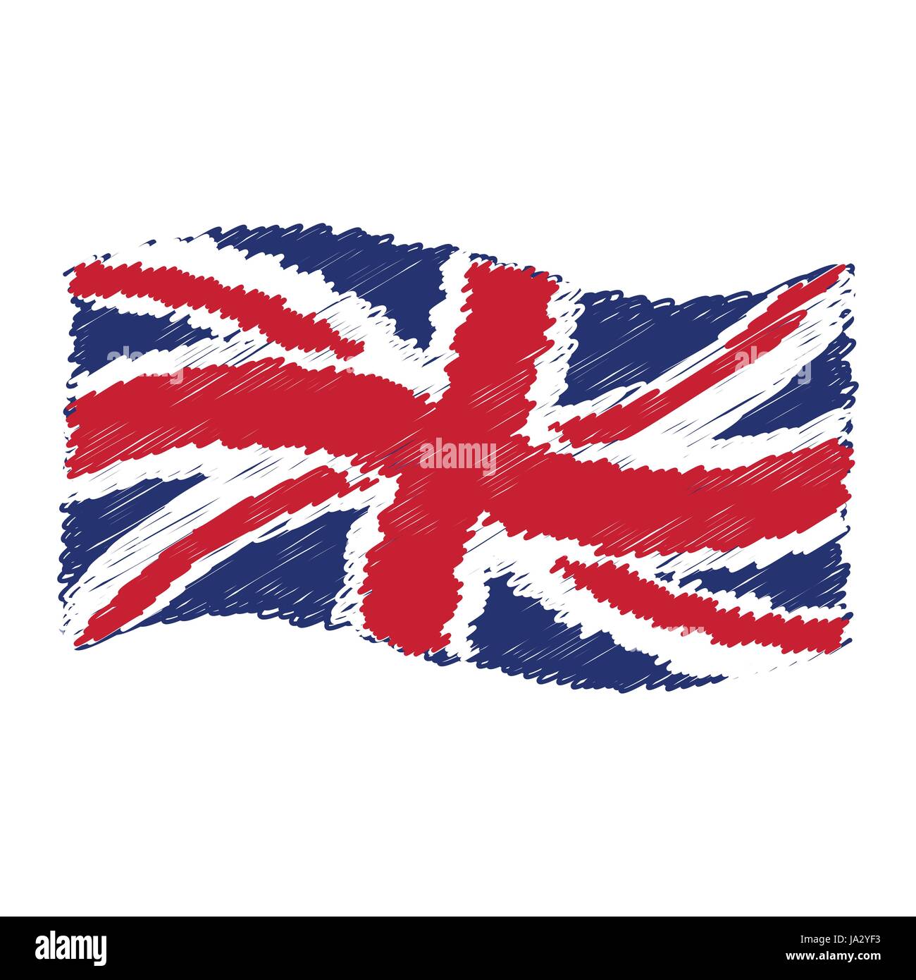UK - Union Jack - Flagge Grunge Bleistift Zeichnung skizzieren isoliert Vektor-illustration Stock Vektor