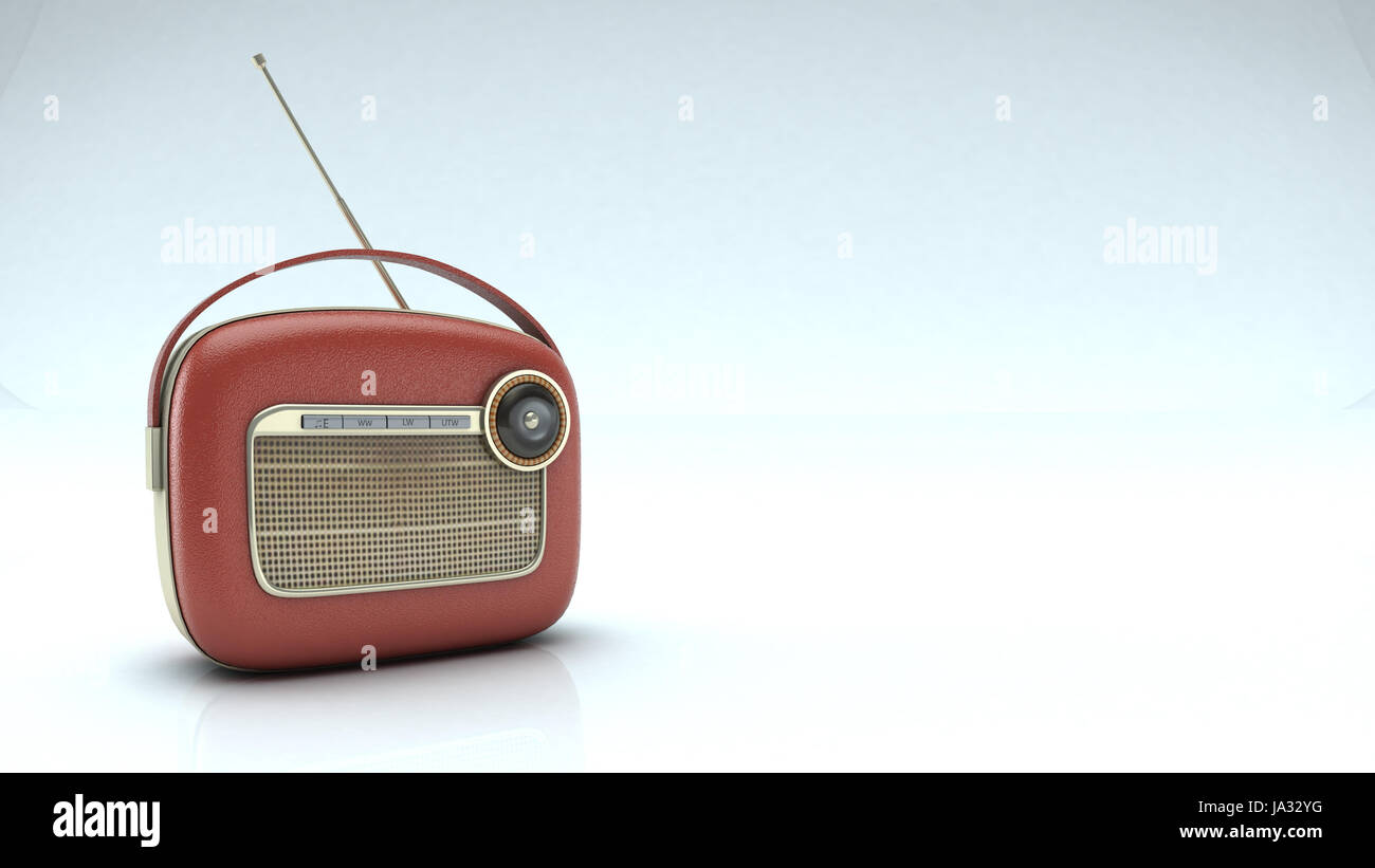 Braune Holz Vintage Radio auf weißem Hintergrund. Radio ist auf der linken  Seite des Bildes Stockfotografie - Alamy