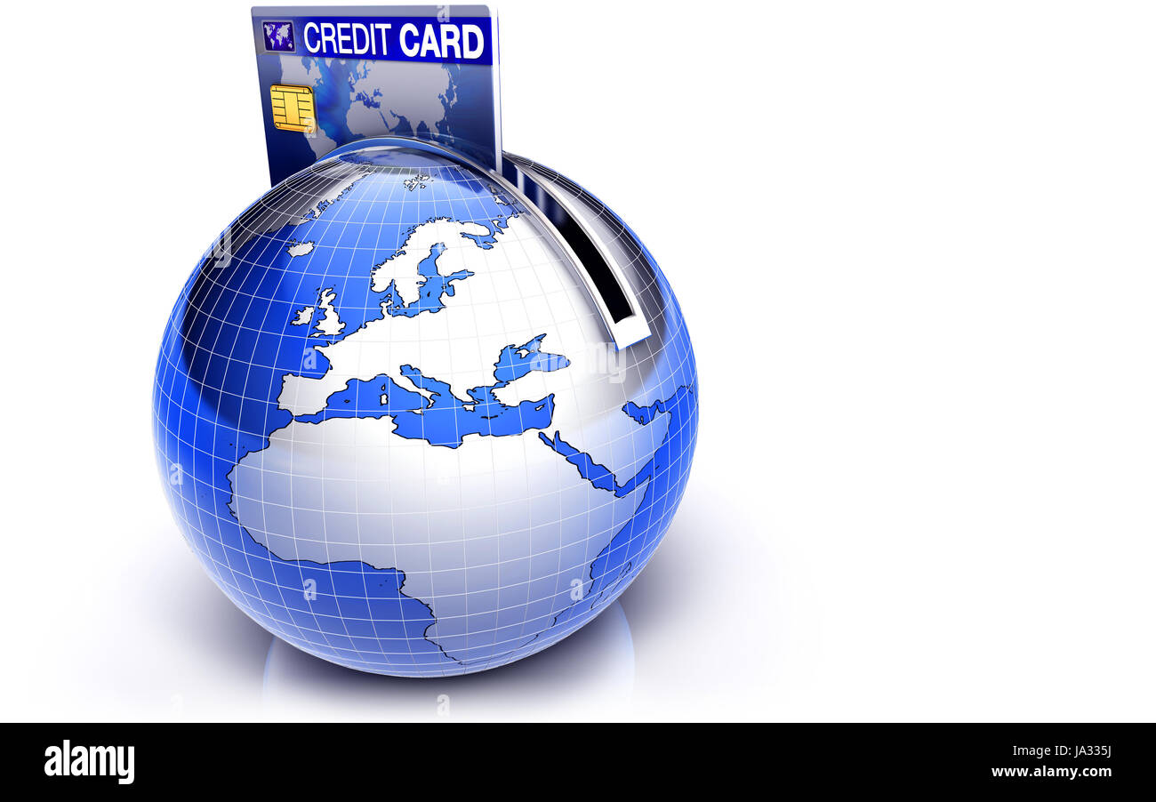 Bankkredite Institution, Lohn, Geldautomat, Wirtschaftslage, Stockfoto