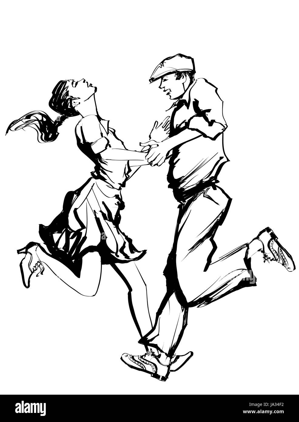 Frau und Mann tanzen Swing - Vektor-illustration Stock Vektor