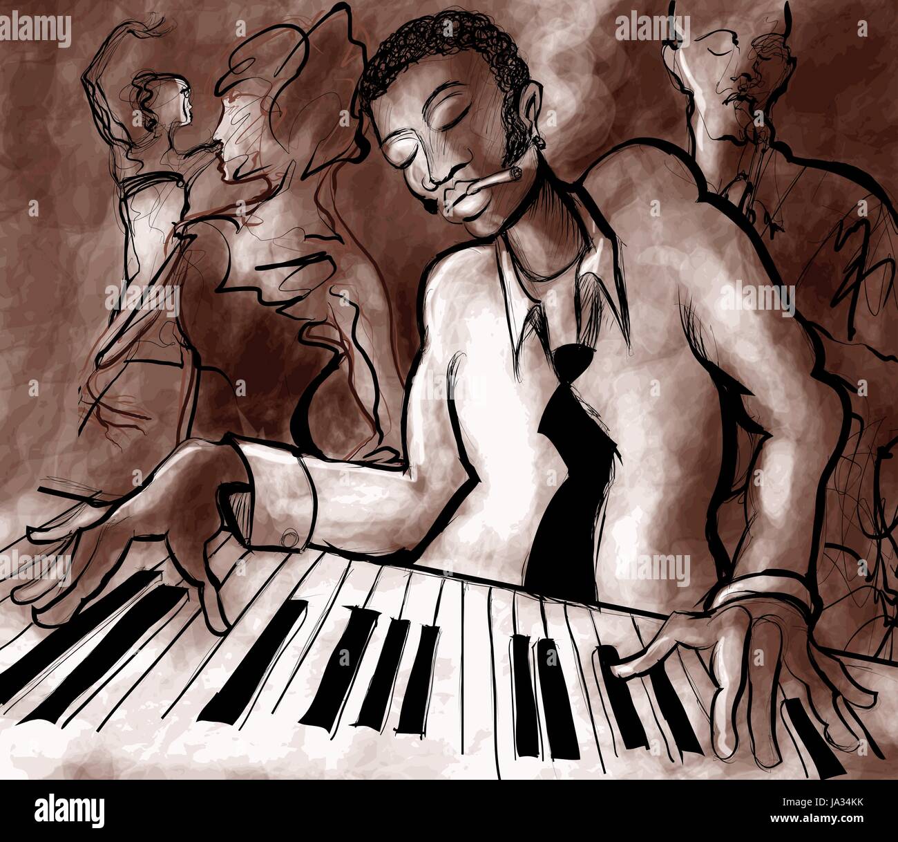 Piano Jazz, Sänger und Saxophonist - Vektor-illustration Stock Vektor