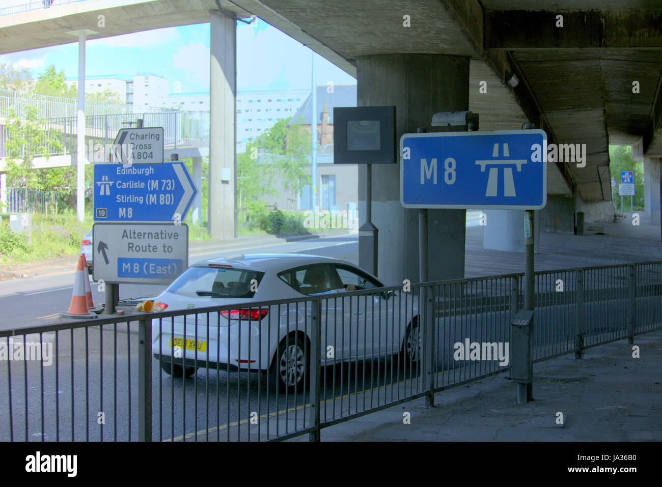 M8 Autobahn Eingang Facharbeiter, Glasgow Stockfoto