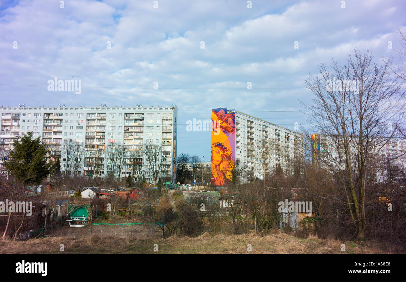 Der kommunistischen Ära Wohnblocks in der Nähe von Danzig Low Cost Housing. Stockfoto