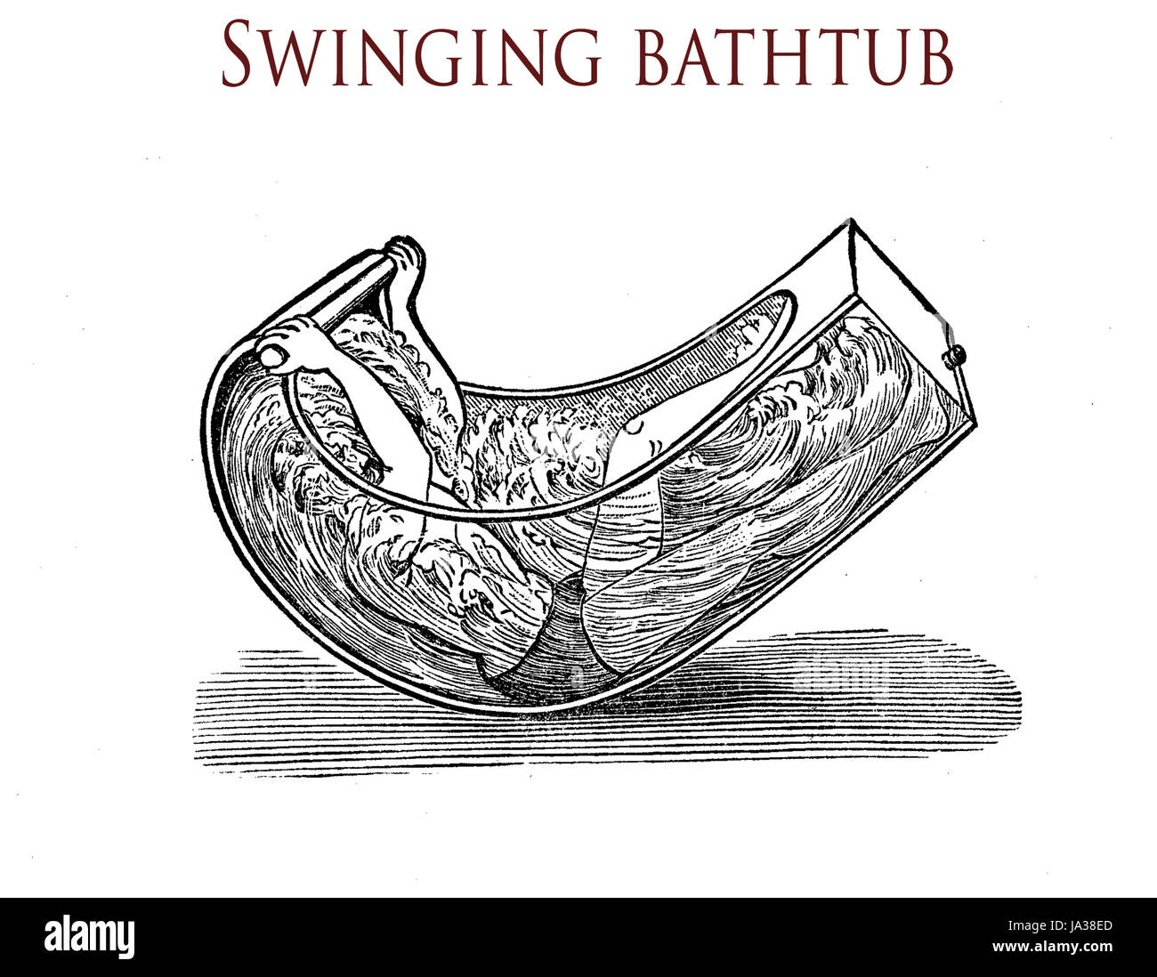 Schwingende Badewanne zum Wellenbad, Vintage illustration Stockfoto