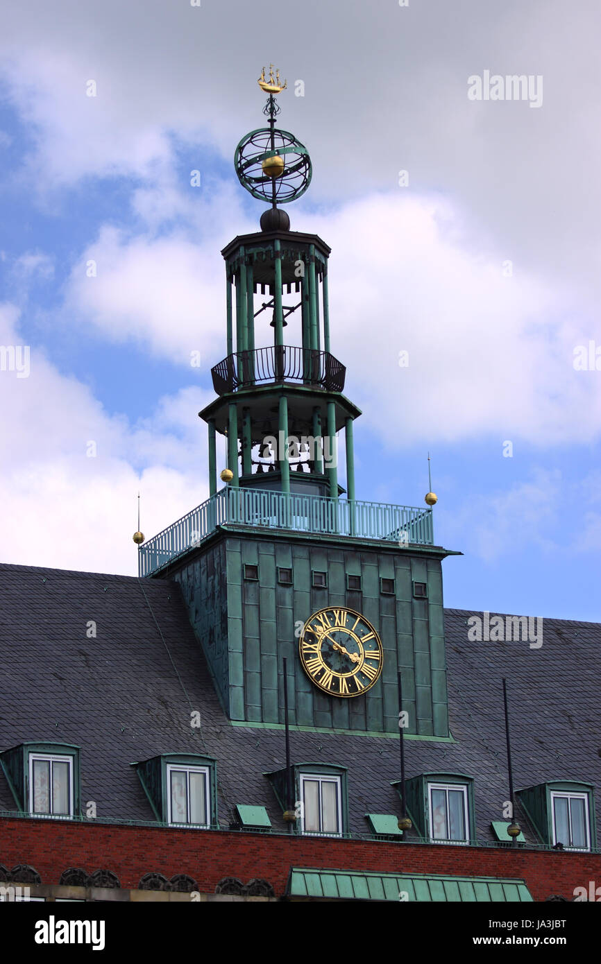 Turm, Uhr, Museum, Rathaus, Ostfriesland, Hafen, Landesmuseum, Glockenspiel, Stockfoto