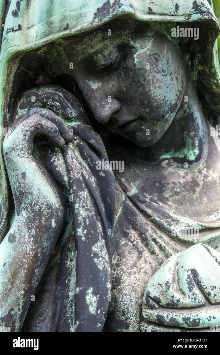 Frau, Tod, Statue, traurig, Friedhof, Grabstein, Grabstein, Trauer