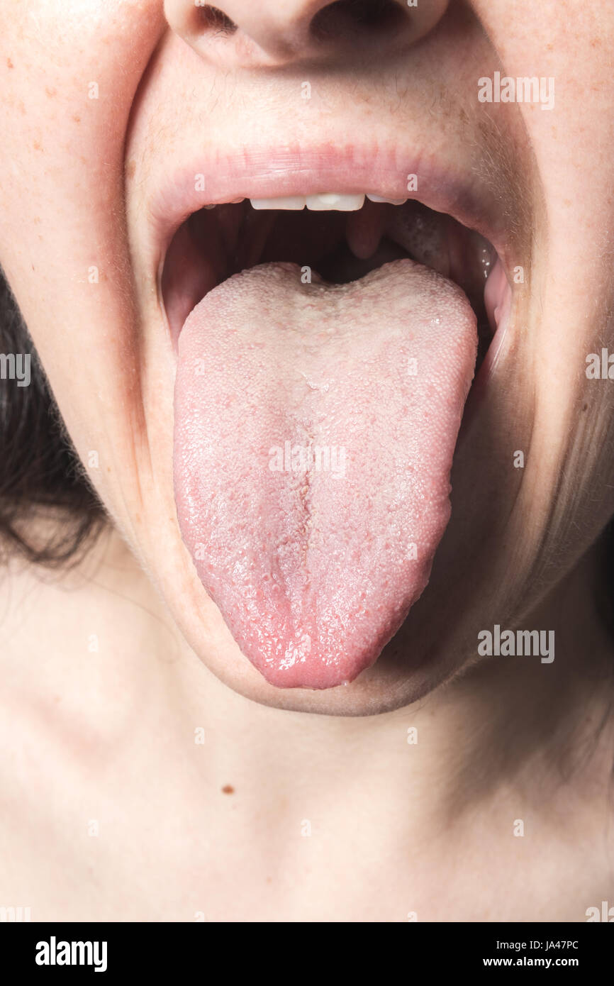 Closeup Frau Zunge Stockfoto