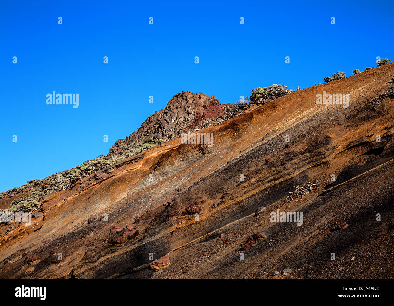 Vulkanischen Schichten, La Tarta, The Cake, Insel Teneriffa, Kanarische Inseln, Spanien. Stockfoto