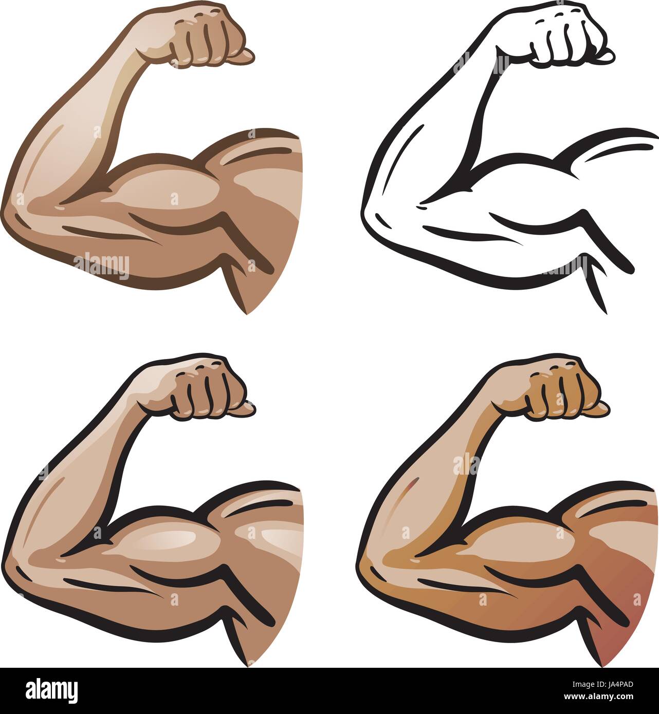 Starke männliche Arm, Handmuskeln, Bizeps-Symbol oder ein Symbol. Fitness-Studio, Gesundheit, Protein-Logo. Cartoon-Vektor-illustration Stock Vektor