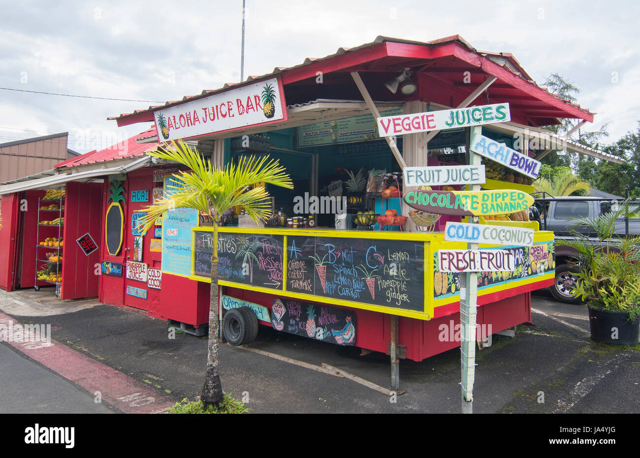 Hanalei Kauai Hawaii bunten lokalen Ahola Entsafter Bar LKW-Restaurant-Bar-Nordufer Stockfoto