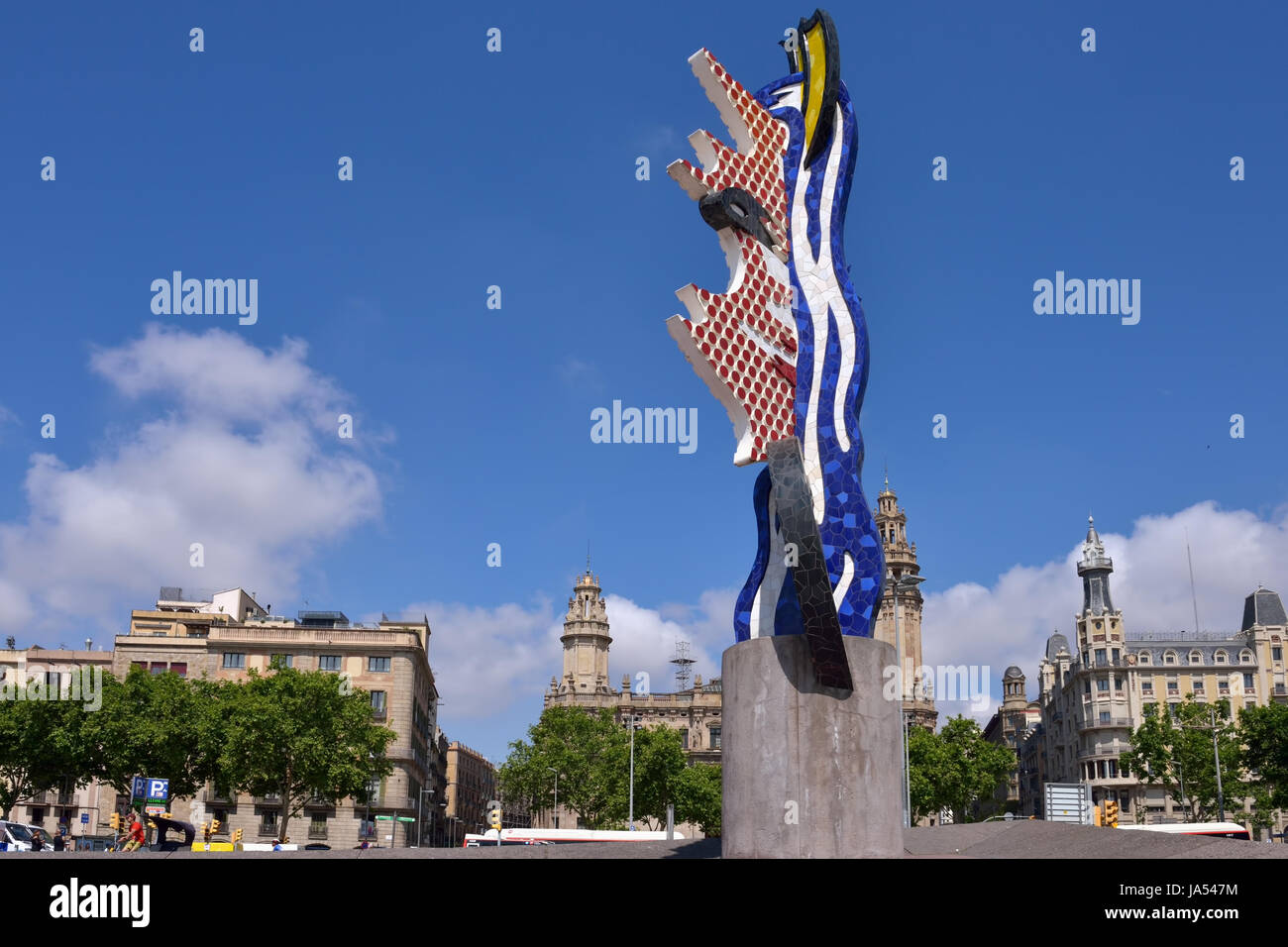 Moderne Dekoration berühmte Promenade Bereich Moll de Bosch ich Alsina am 18. Mai 2017 in Barcelona, Spanien Stockfoto