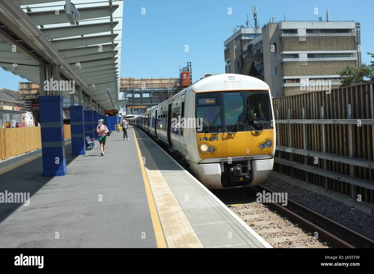 Elizabeth Linie (Crossrail) Bauarbeiten im Gange am Bahnhof von Abbey Wood. Süd-Ost-London, England, Vereinigtes Königreich. 25. Mai 2017. Stockfoto