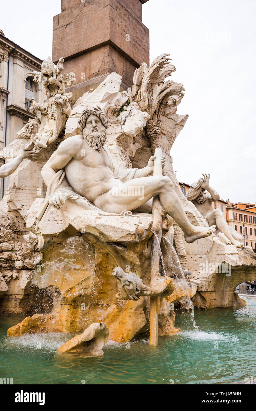 Brunnen der vier Flüsse in Italien Stockfoto