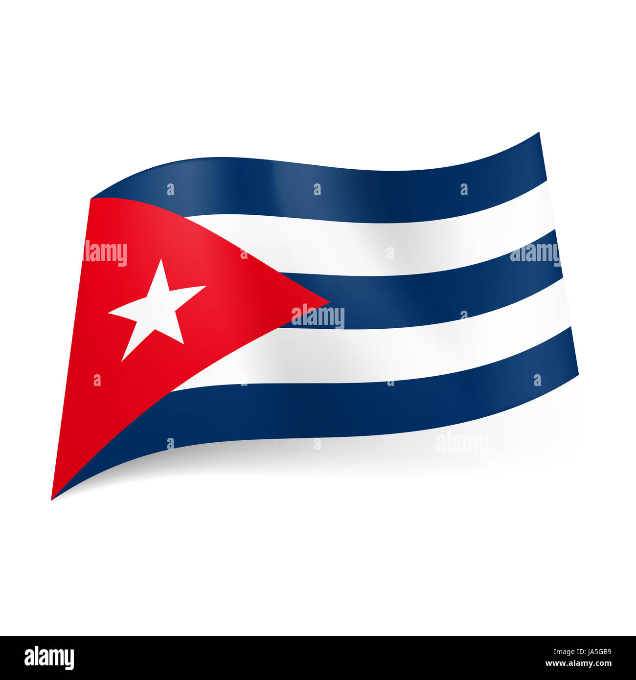 Nationalflagge von Kuba blauen und weißen Streifen, rotes Dreieck mit weißen Stern auf der Nationalflagge von Kuba blauen und weißen Streifen, rotes Dreieck mit weißen Stern auf der