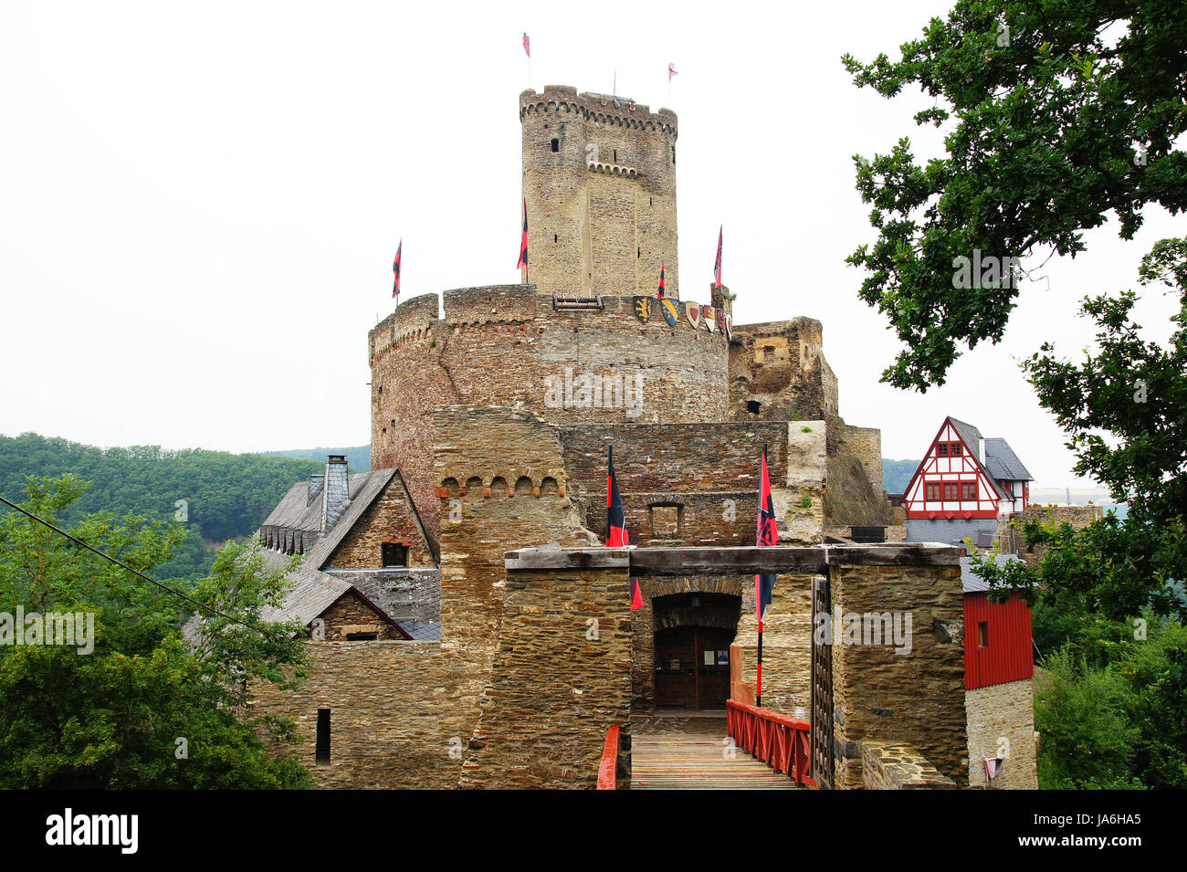 Turm, Flag, Festung, Schloss, Burg, Mittelalter, Turm, Tourismus, Stockfoto