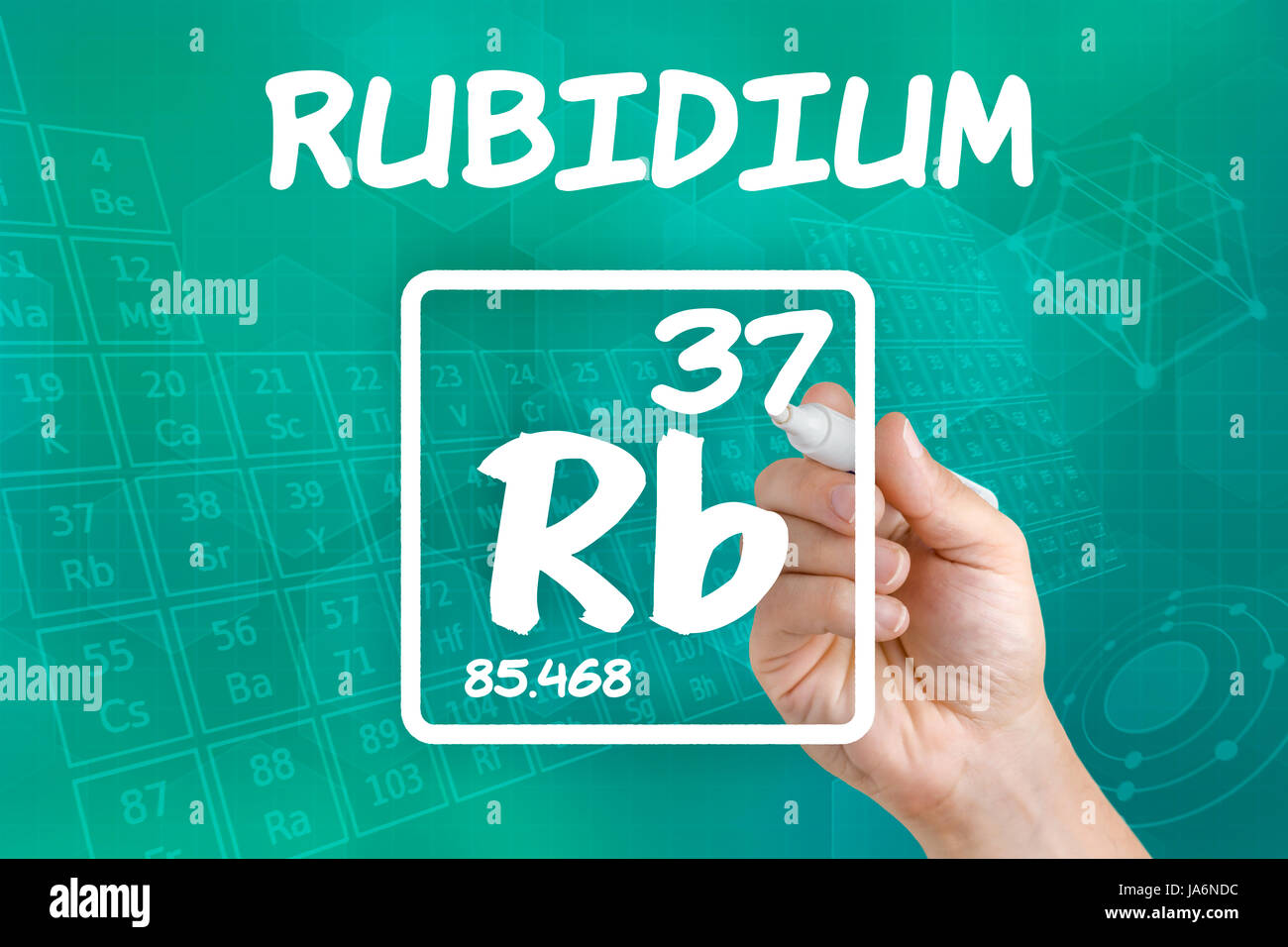 Symbol für das chemische Element rubidium Stockfoto