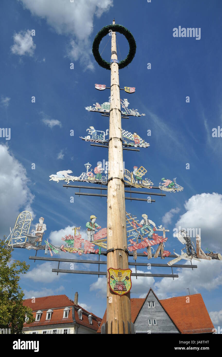 traditionelle, Brauch, Tradition, Traditionen, Maibaum, Wochenmarkt, Stockfoto