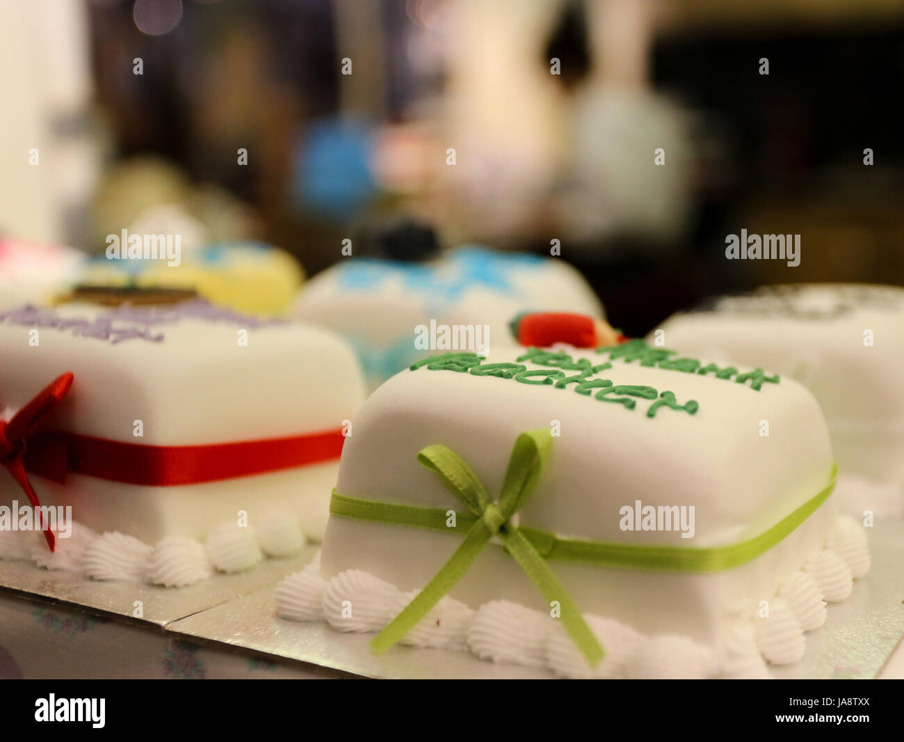 Kuchen, Torten, Kuchen, verziert, Marzipan, blau, Lebensmittel, Nahrungsmittel, Detail, süß, Stockfoto