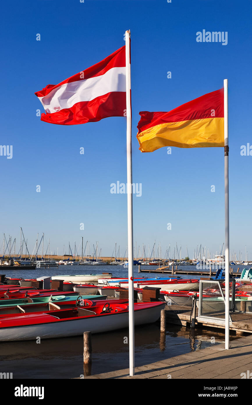 Hafen, Flagge, Bucht, Häfen, Motorboot, Burgenland, Nation, Fahnenmast, staatliche, Stockfoto