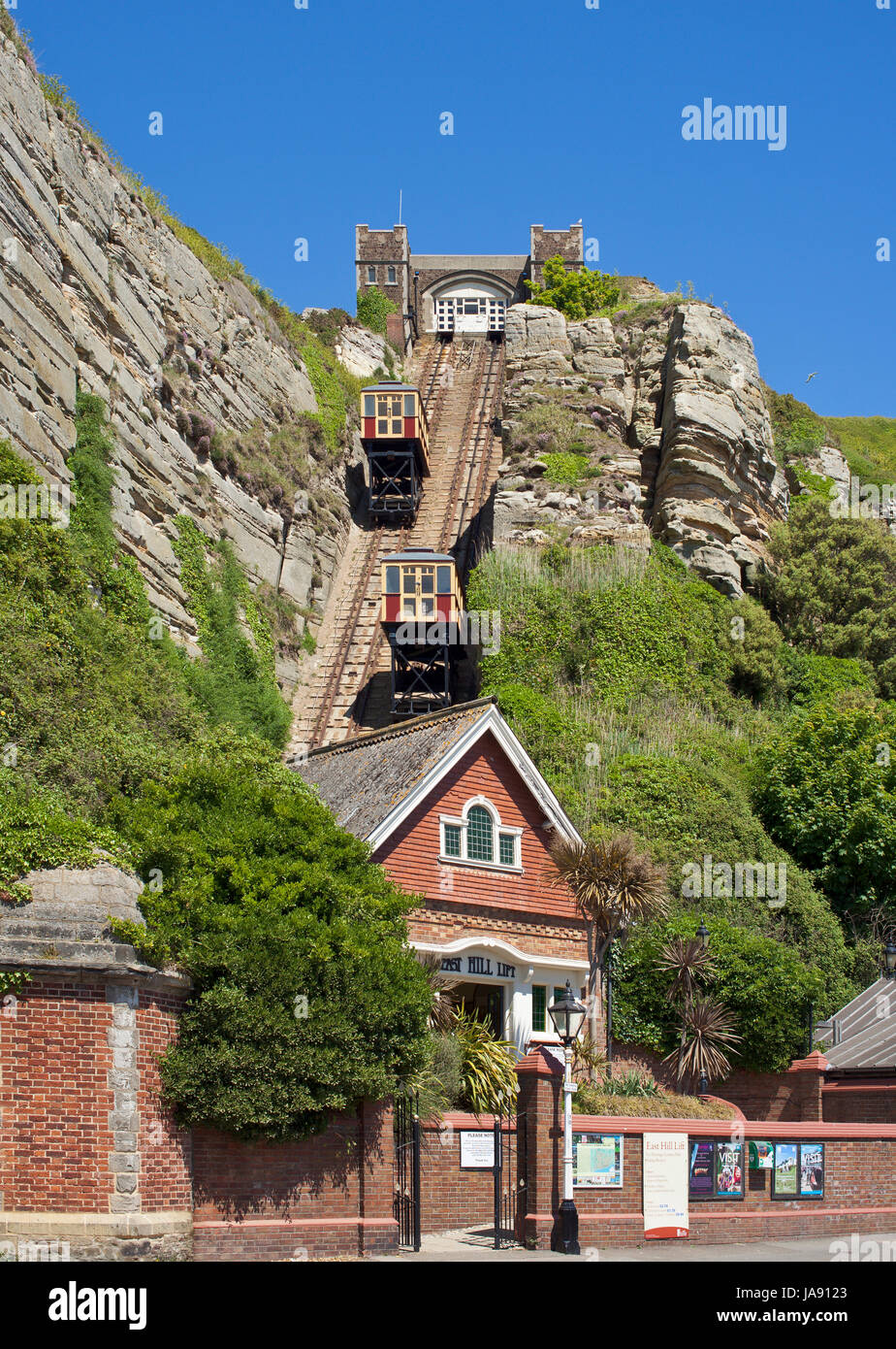 Osthügel Cliff Railway, Hastings. Stockfoto