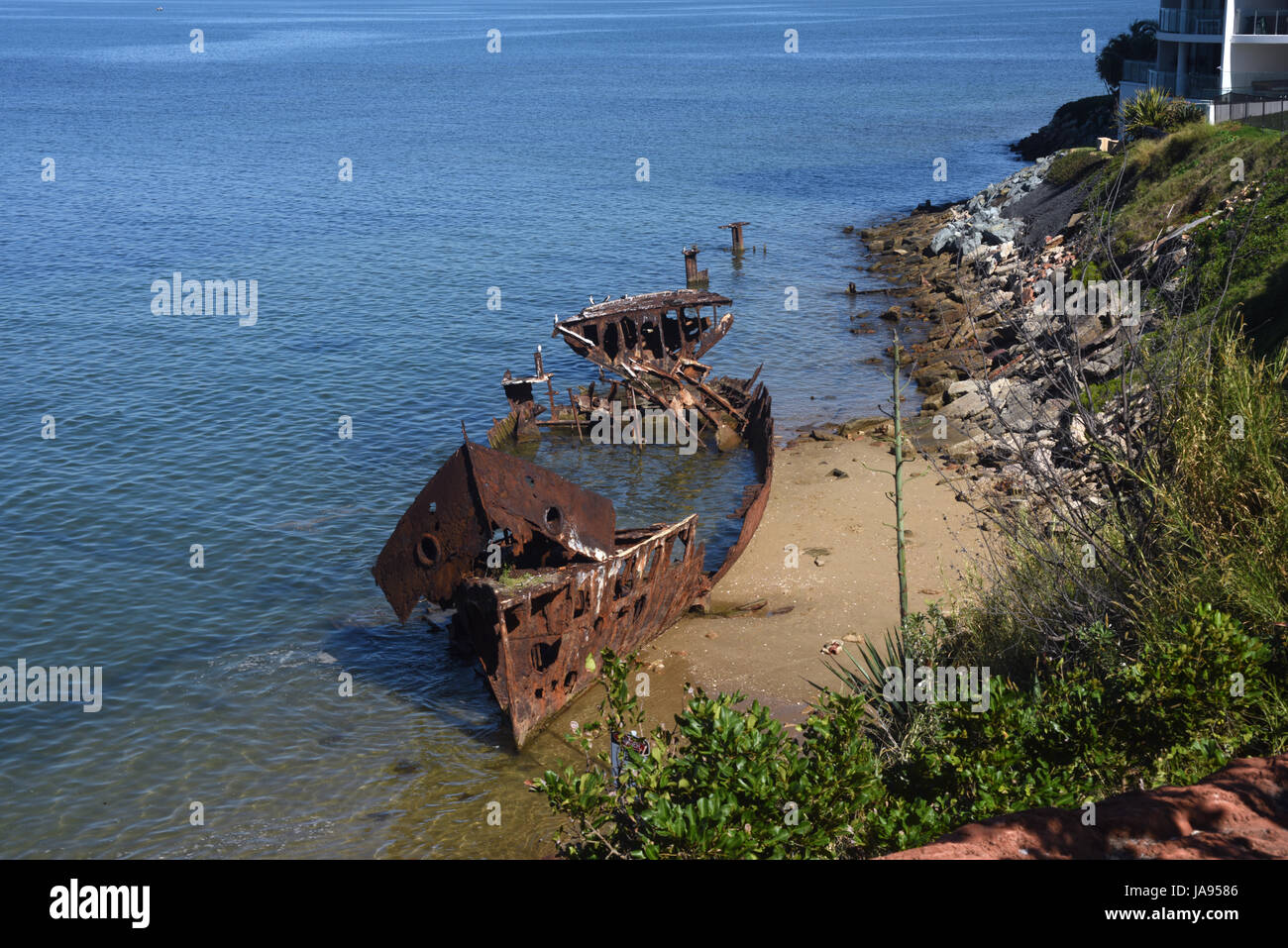 Woody Point, Redcliffe, Australien: Schiff Wrack der ehemaligen kolonialen Queensland Marine HMQS Gayundah Stockfoto