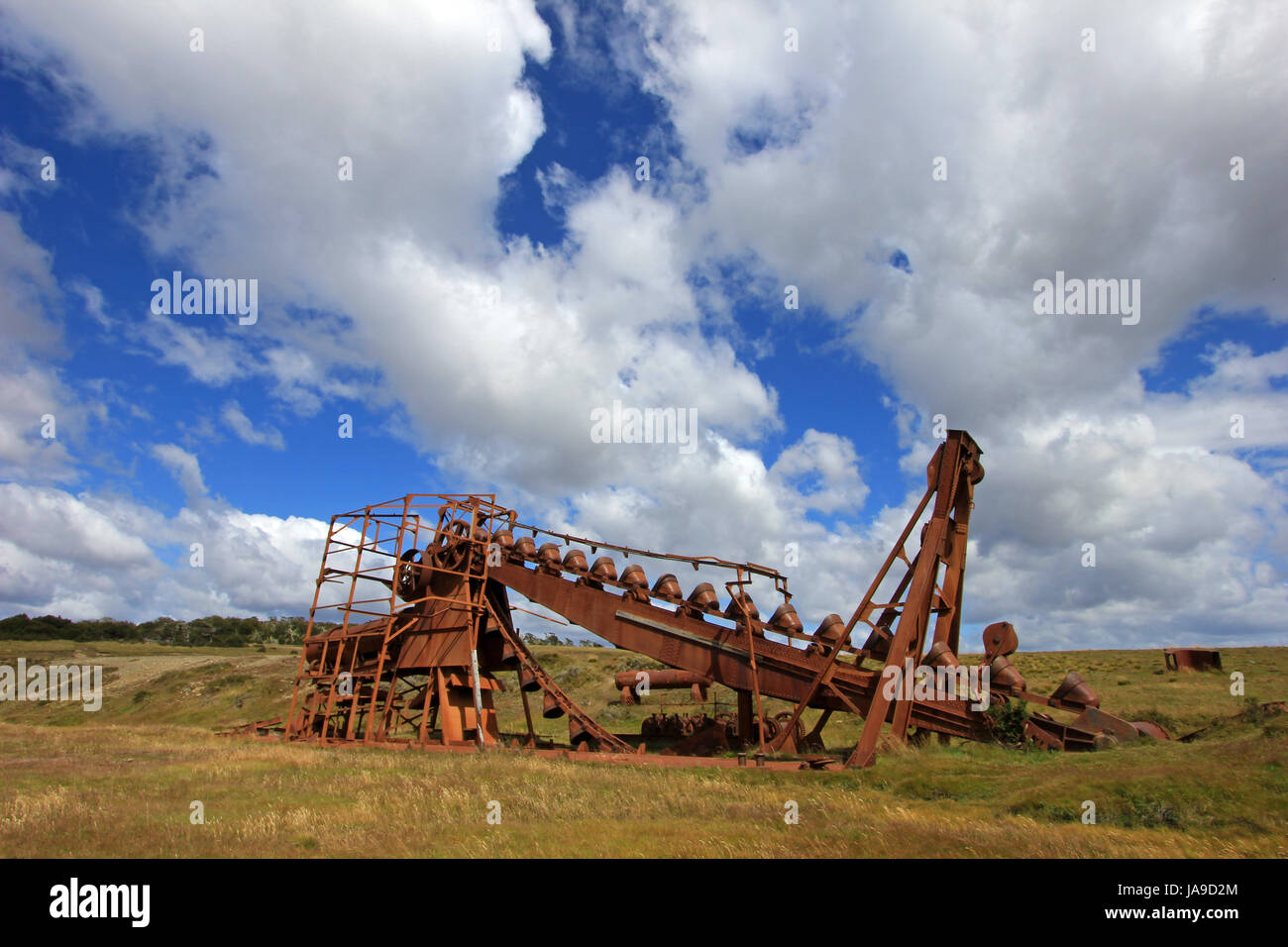 Verlassene gold Dredge, Feuerland, Chile Stockfoto