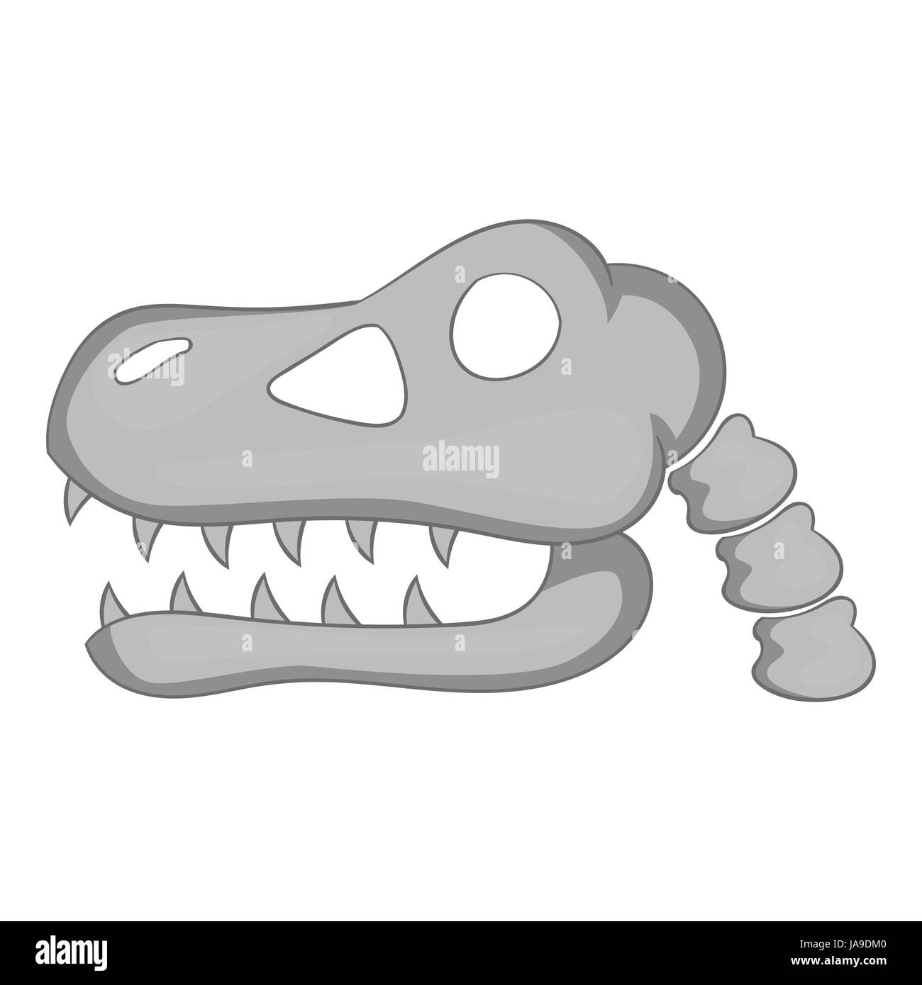 Schädel von Dinosaurier-Symbol, grauen Stil Monochrom Stock Vektor