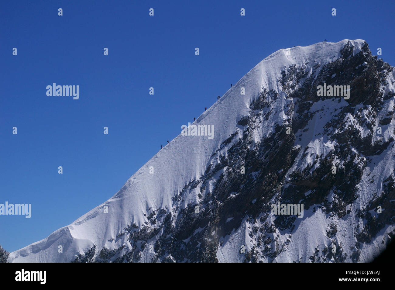 Kletterer am Dom 4545 m im Wallis Stockfoto