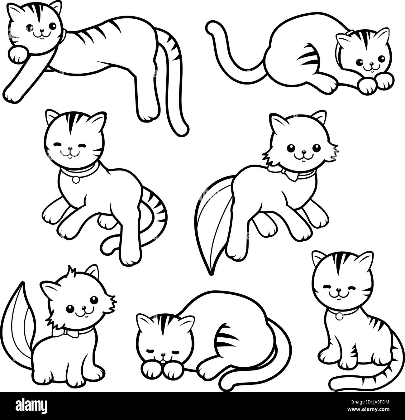 Schwarz / weiß-Cartoon-Katzen Stock Vektor