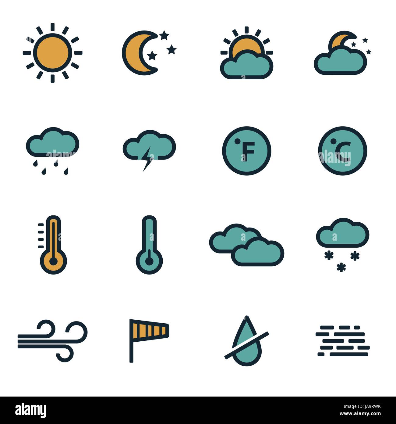 Vektor-flache Wetter Icons set Stock Vektor