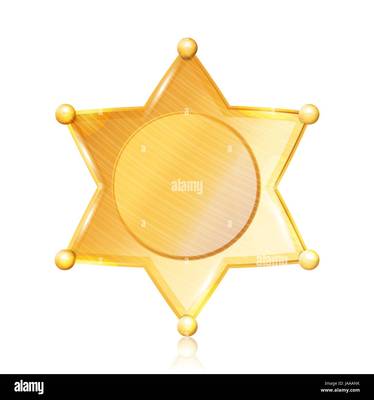 Abzeichen Sheriffstern Vektor. Gold-Symbol. Stadt Law Enforcement Magistratsabteilung. Isolated On White Stock Vektor