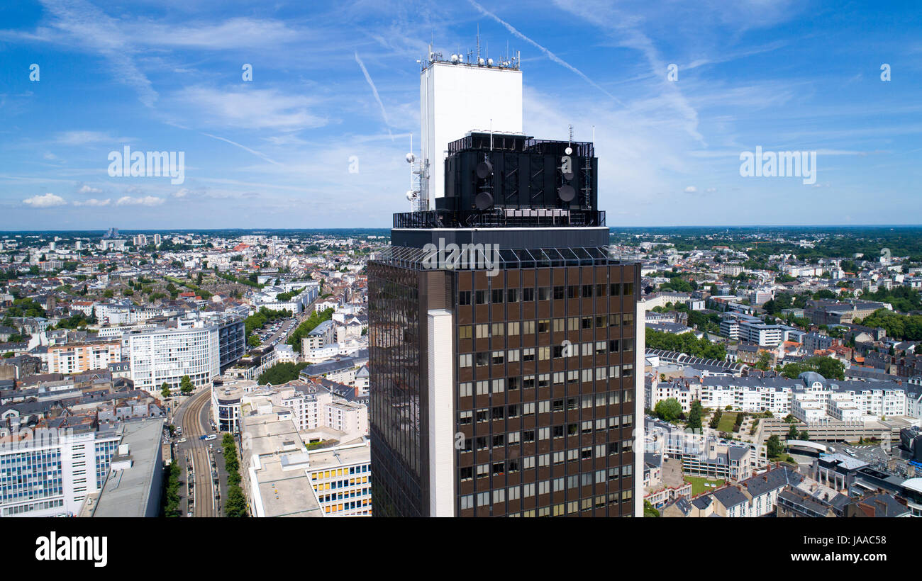 Erhöhte Ansicht der Tour de Bretagne in Nantes Stadt, Loire-Atlantique, Frankreich Stockfoto