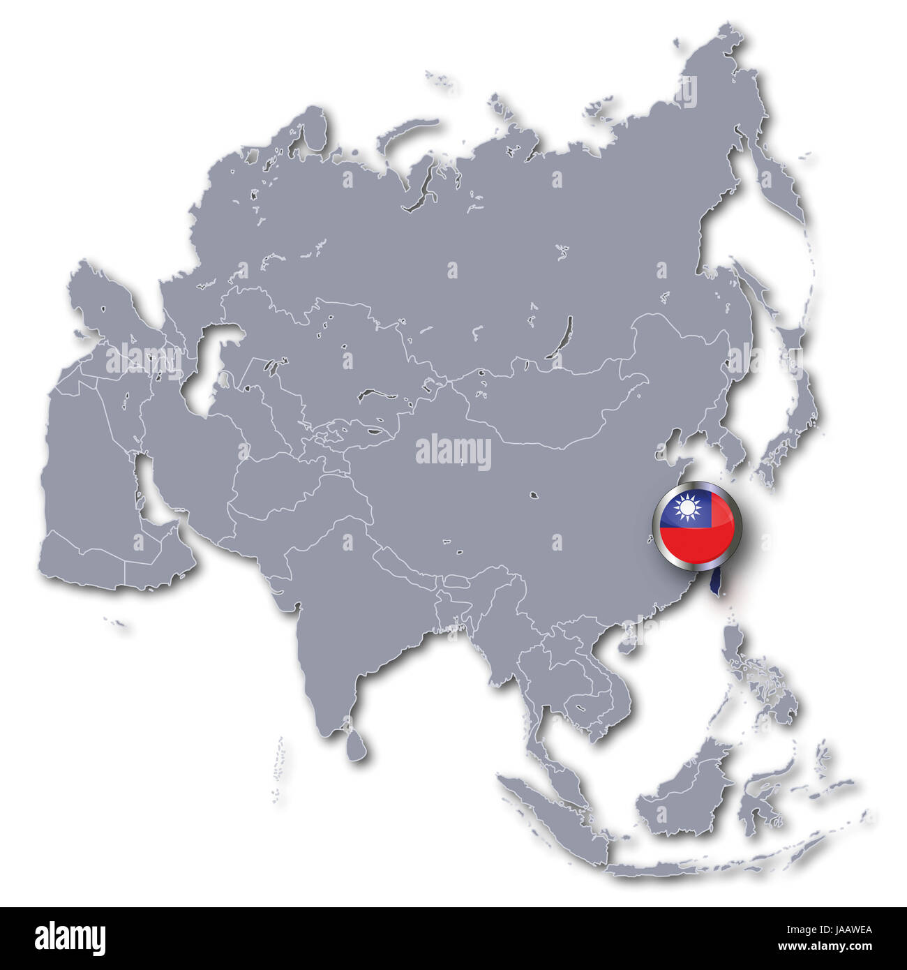 Asien Karte mit Taiwan Stockfoto