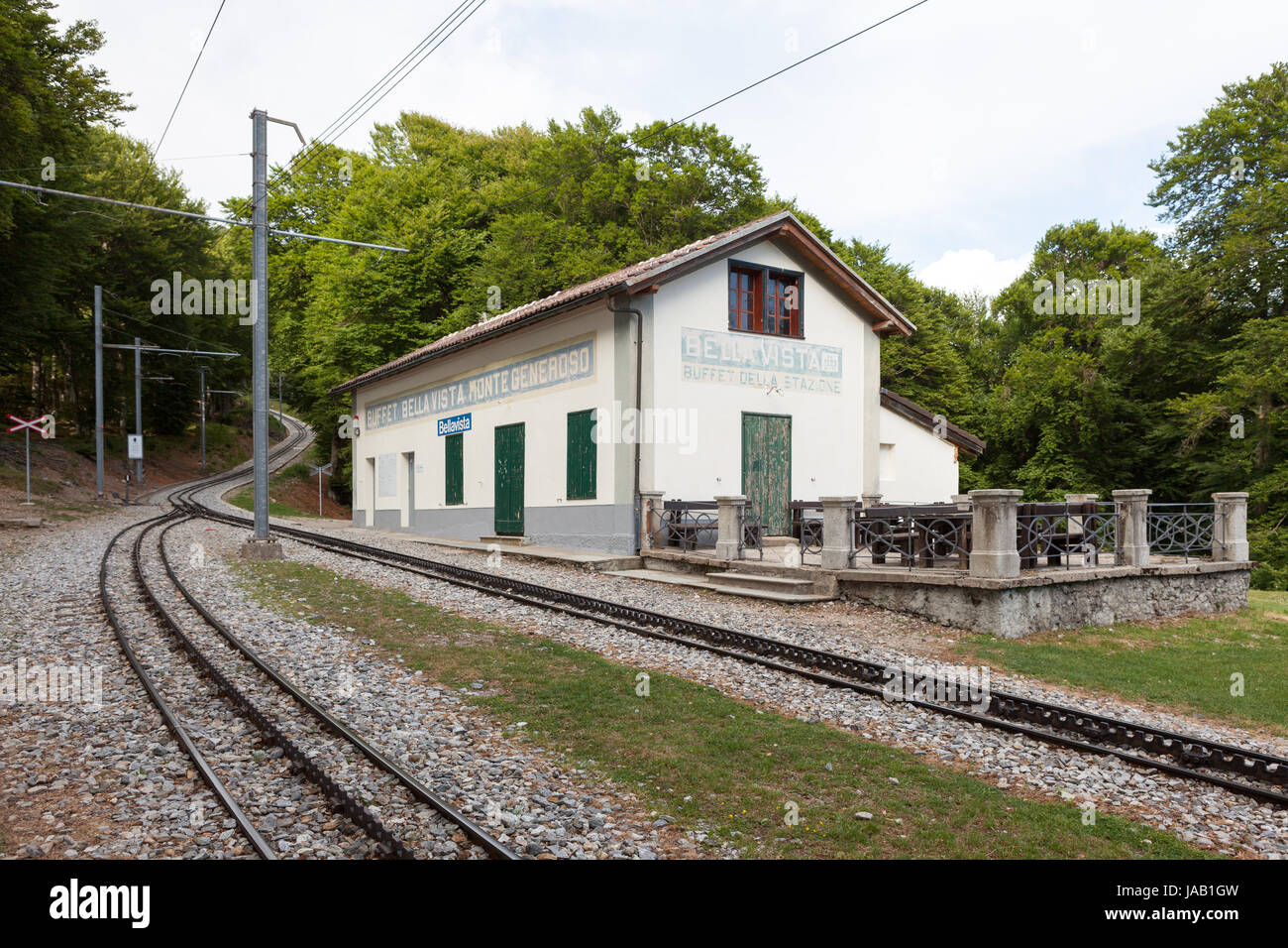 Bellavista-Bahnhof auf der Linie Capolago - Monte Generoso. Tessin, Schweiz Stockfoto