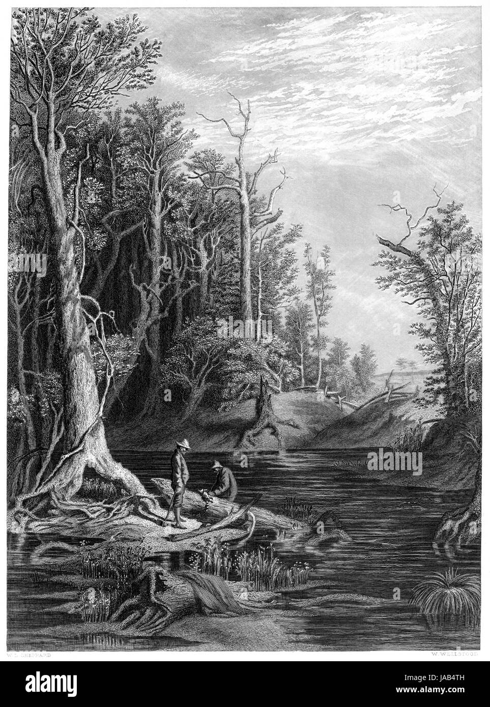 Eine Gravur der Chickahominy mit hoher Auflösung aus einem Buch gescannt gedruckt im Jahre 1872.  Kostenlos copyright geglaubt. Stockfoto