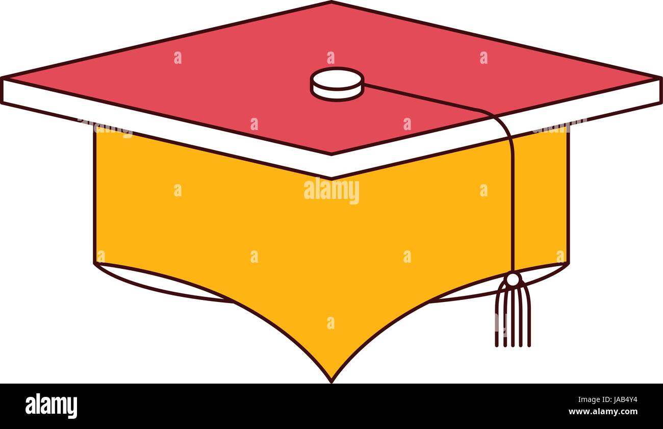 Silhouette Farbe Abschnitte der Graduation cap Stock Vektor