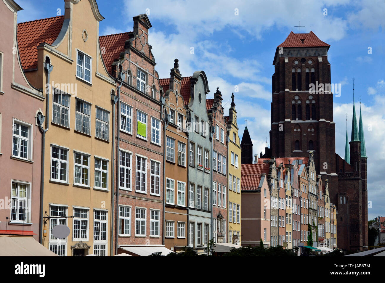 Fassaden und st.-Marien Kirche mit Piwna Gasse, Danzig Stockfoto
