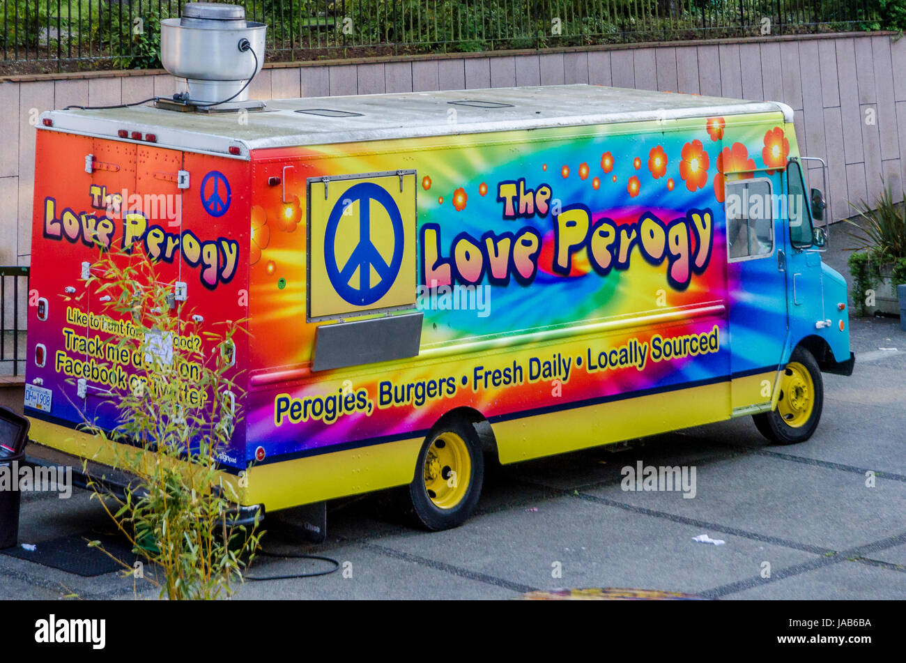 Liebe Perogy Imbisswagen, Victoria, Vancouver Island, British Columbia, Kanada. Stockfoto