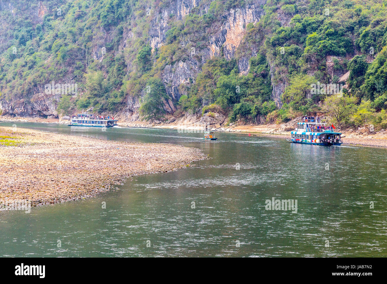 Li-Fluss-Kreuzfahrt, Region Guangxi, China. Stockfoto