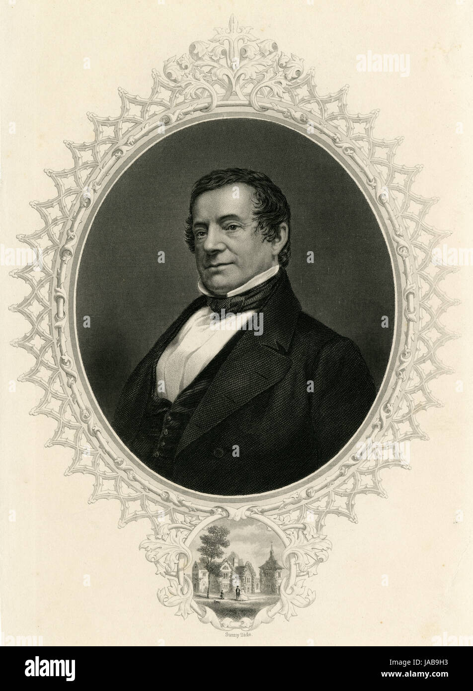 Antike 1837 Gravur Washington Irving. Washington Irving (1783-1859) war ein US-amerikanischer Schriftsteller, Essayist, Biograph, Historiker und Diplomat des frühen 19. Jahrhunderts. Er ist bekannt für seine Kurzgeschichten "Rip Van Winkle" (1819) und "The Legend of Sleepy Hollow" (1820). QUELLE: ORIGINAL GRAVUR. Stockfoto