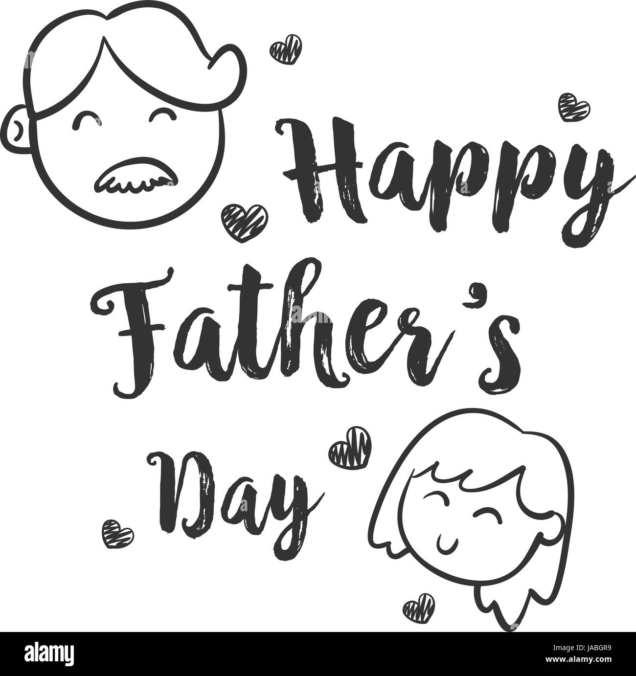 Glücklicher Vater Tag Hand zeichnen Sammlung Stock Vektor
